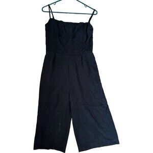 Womens Small Gaucho Jumpsuit Casual Romper Spaghetti Strap Baggy Pockets
